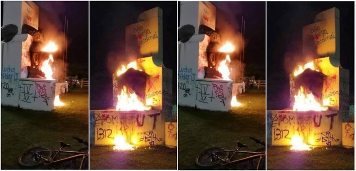 Serán judicializados quienes incendiaron monumento de Andrés López de Galarza