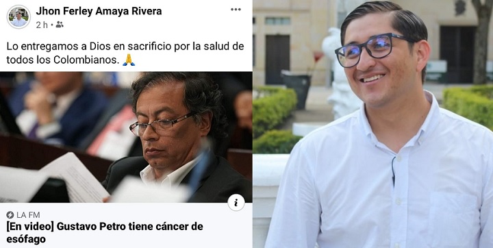 Excandidato uribista al Concejo de Ibagué celebra enfermedad de Gustavo Petro