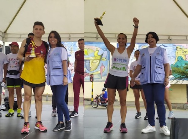 María Justinico y Juan Martínez, ganadores de la maraton 10K