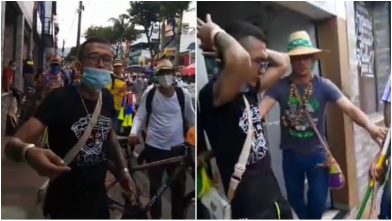 Denuncian a uribista por amenazar con cuchillos a una manifestante en Ibagué