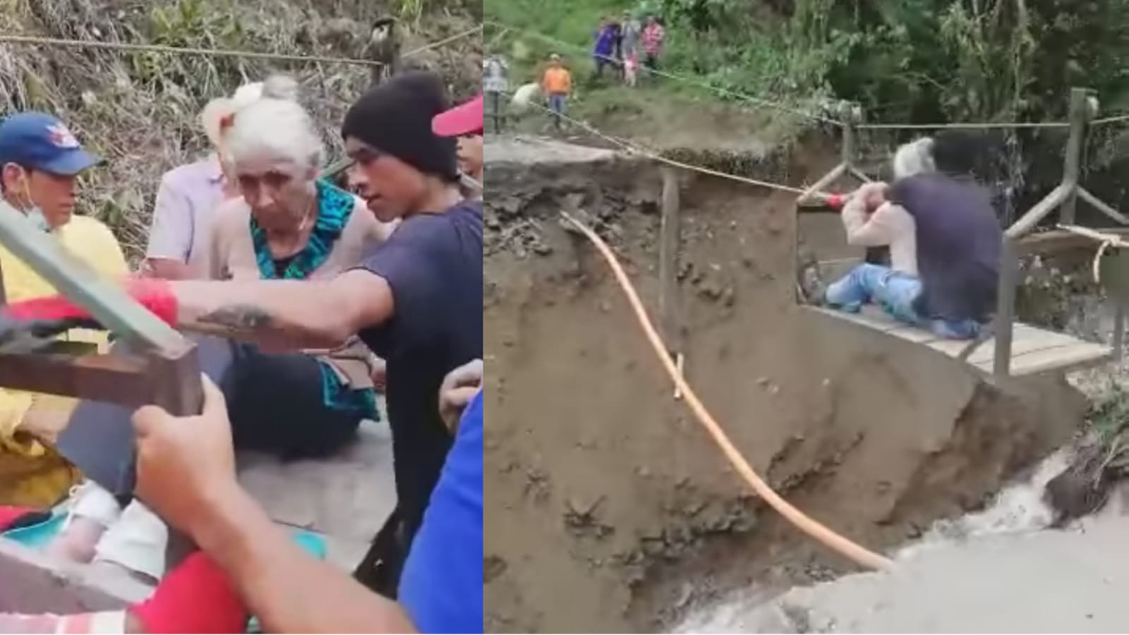 En 'garrucha' y arriesgando la vida: así pasan vía destruida por derrumbe en Casabianca