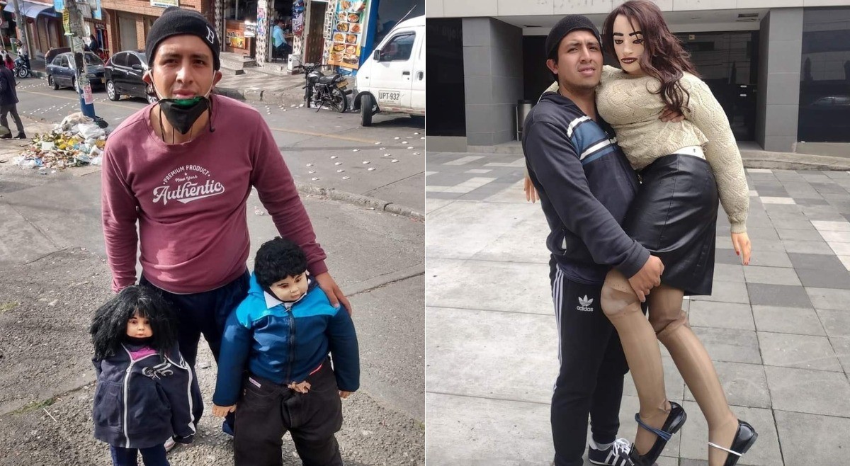 Esta es la historia del bogotano que convive con una familia de trapo