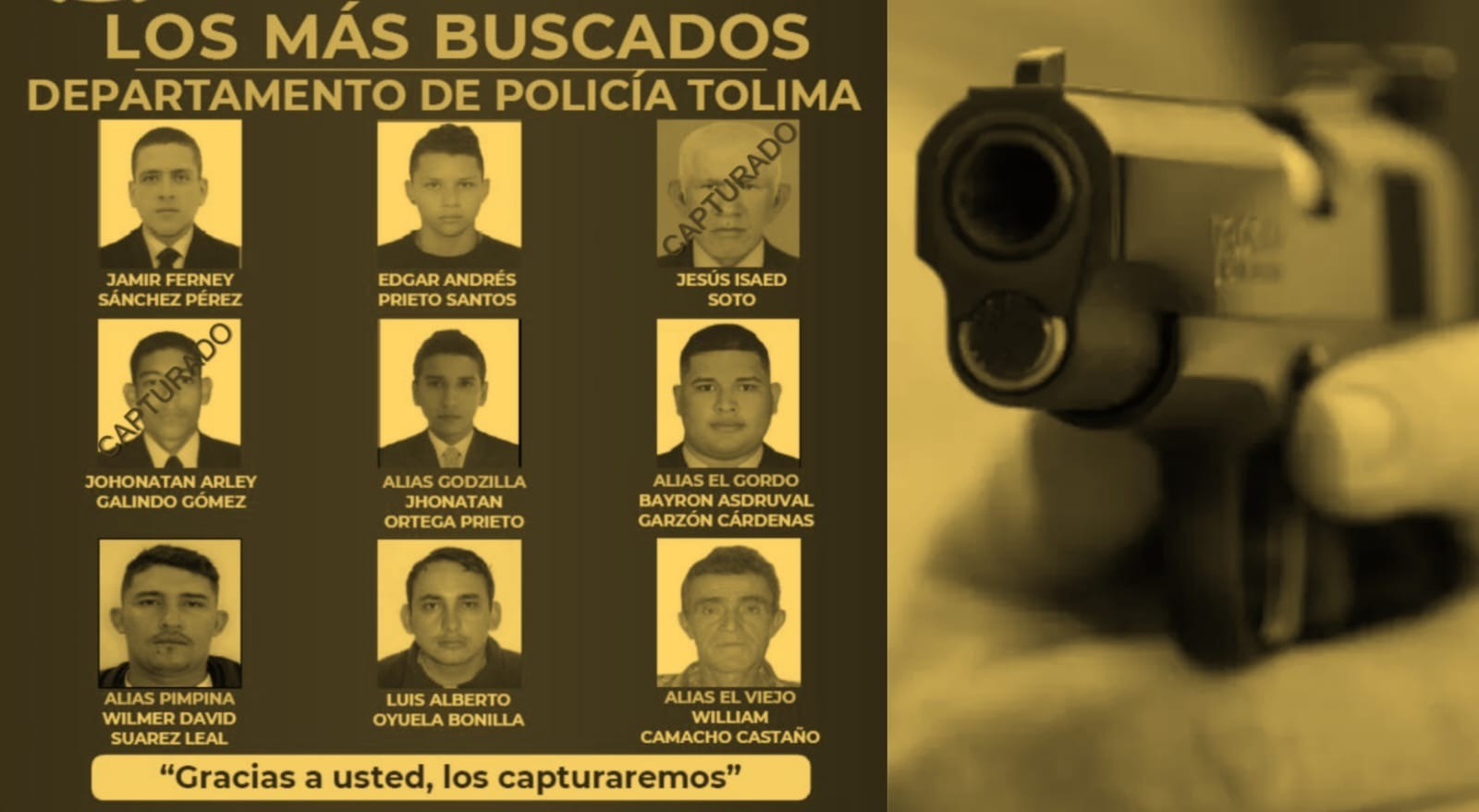 Estos son los hombres más buscados en el Tolima ¿Los ha visto?