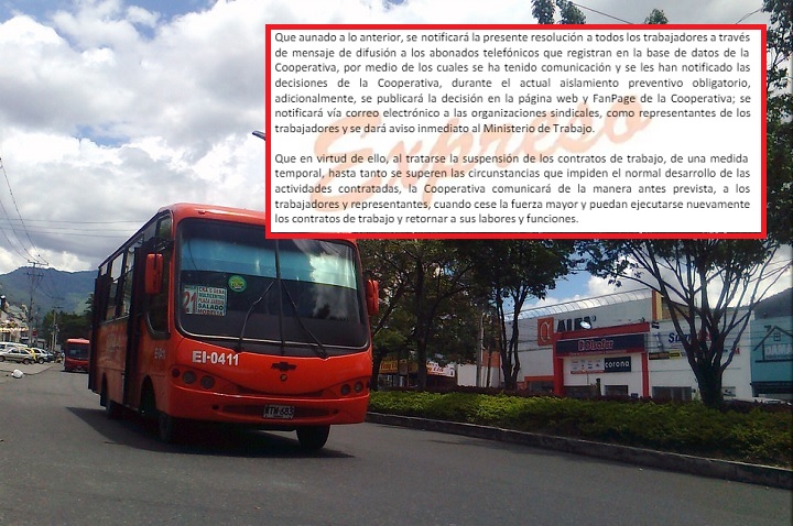 Ministerio de Trabajo revocaría suspensión de contratos a conductores de Expreso Ibagué