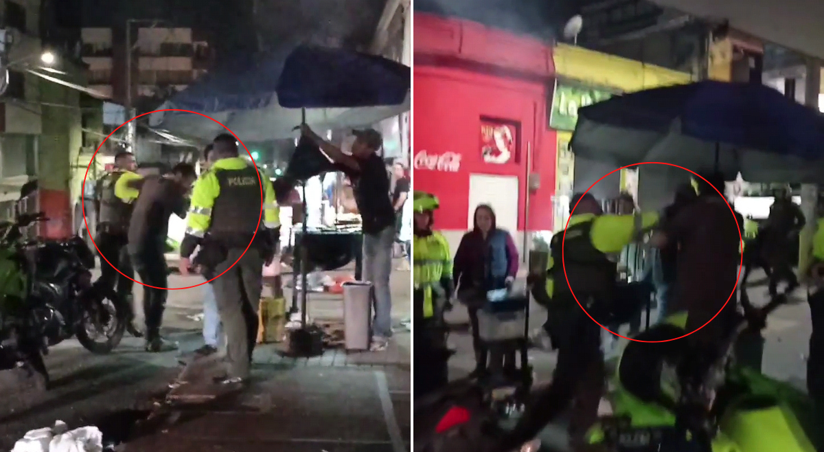 Graban a policía golpeando con puños a civiles en el centro de Ibagué