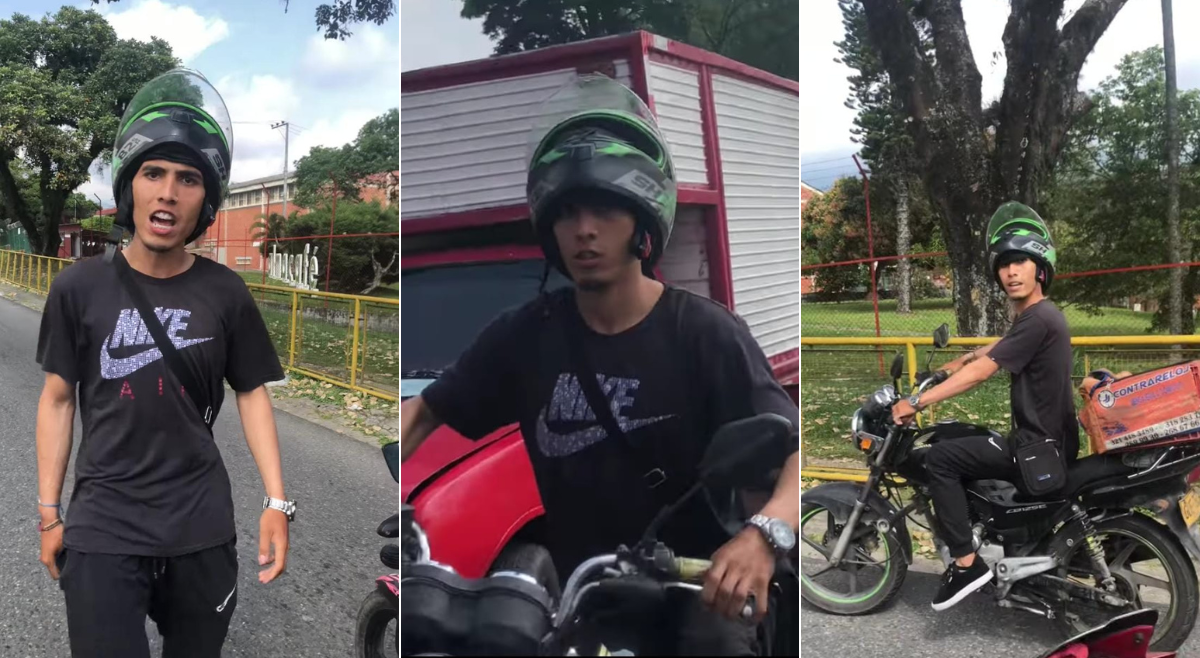 Graban violento ataque de un domiciliario contra un ciclista en Ibagué