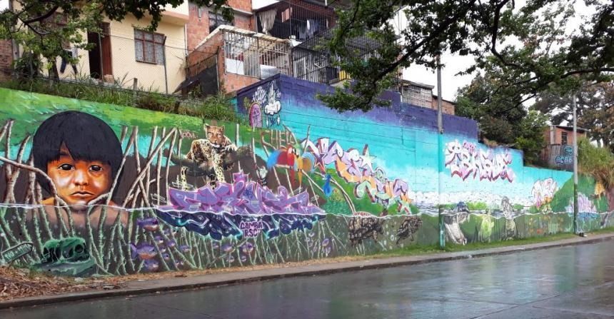 Colectivos artísticos pintaron mural alusivo a la defensa del medio ambiente y la paz