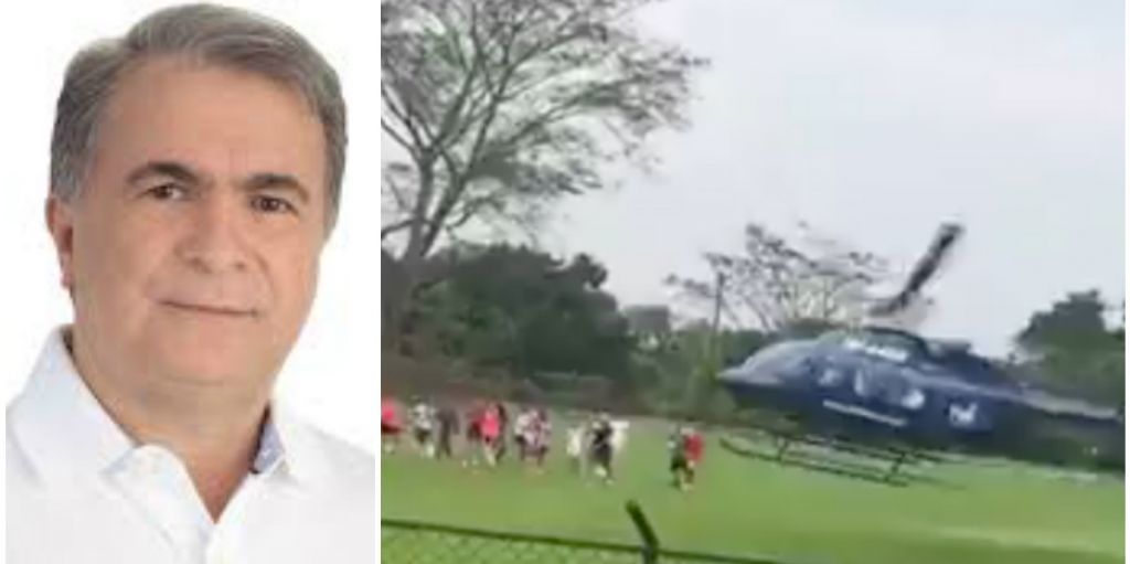 Helicóptero con senador huilense aterrizó en una cancha de fútbol llena de niños en Mariquita
