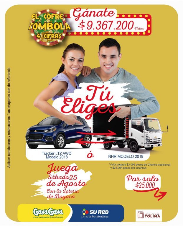 Gánese una Camioneta y un Camión + $9.367. 200 Millones