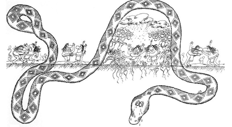 La serpiente multicolor está triste, por eso está temblando