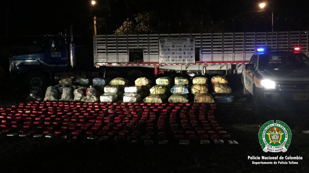 Policía incautó cargamento de marihuana al interior de un camión en Mariquita