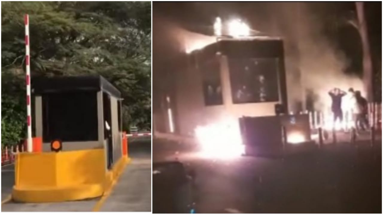 Incendian peaje del cruce de Armero