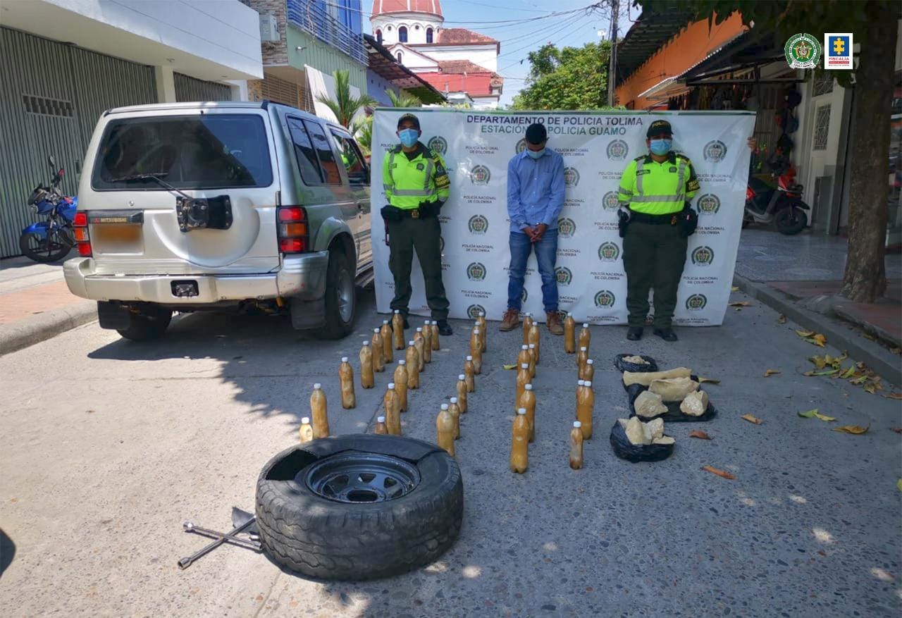 Lo sorprendieron con 51 kilos de cocaína en las vías del Tolima
