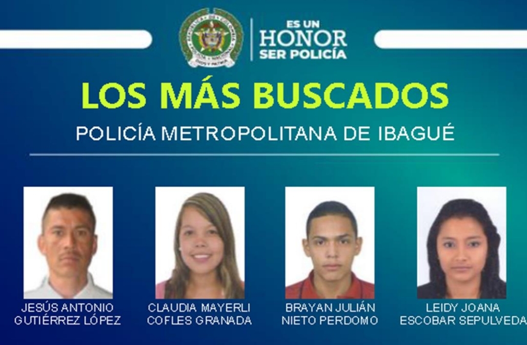 Ofrecen hasta $30 millones por los delincuentes más buscados en Ibagué