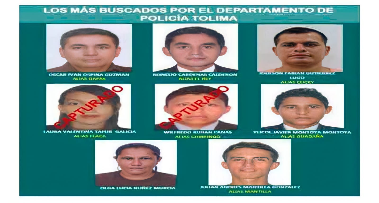 ¿Los ha visto? Estos son los delincuentes más buscados por la Policía en el Tolima