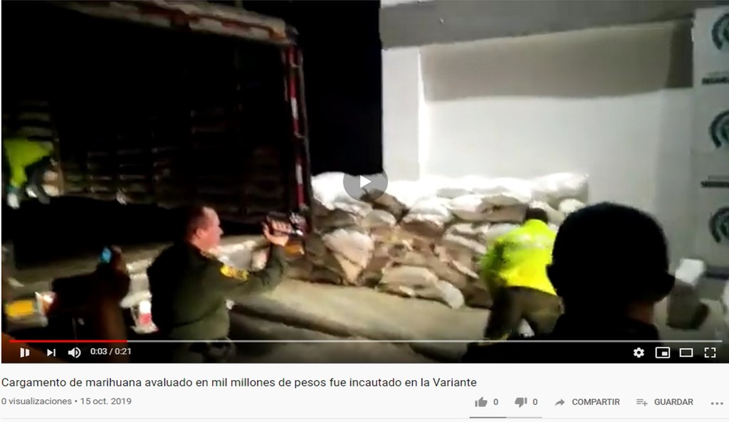 Cargamento de marihuana avaluado en mil millones de pesos fue incautado en la Variante
