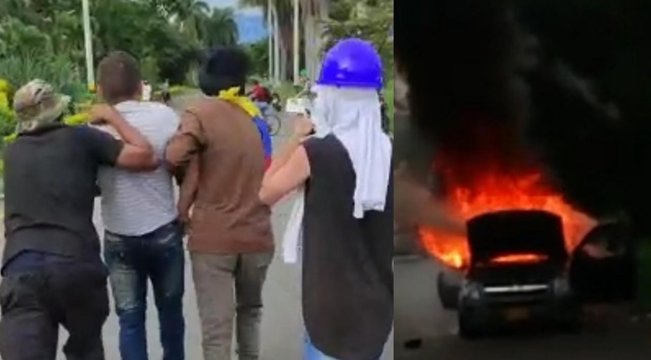 Policías del Tolima fueron retenidos y atacados por encapuchados