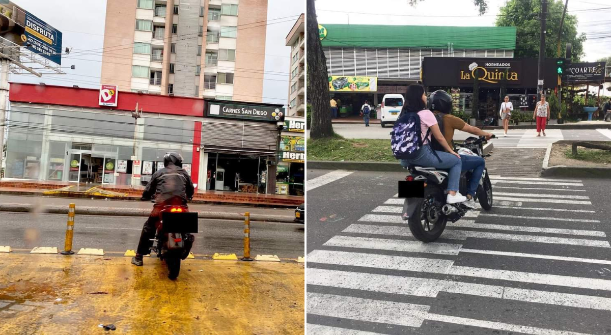 Sorprenden a motociclistas imprudentes sin casco y cruzando los separadores en Ibagué